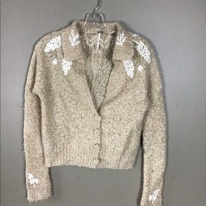 Free People,Sz S,CreamMohair blend, lace/sparkles